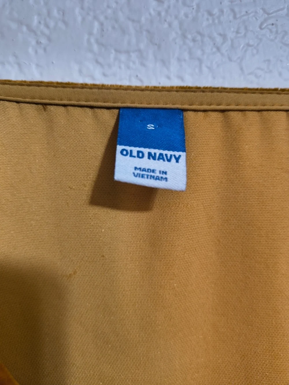 Old Navy Gold Velvet Small Blouse with Puff Sleeves V Neck Button Front Design